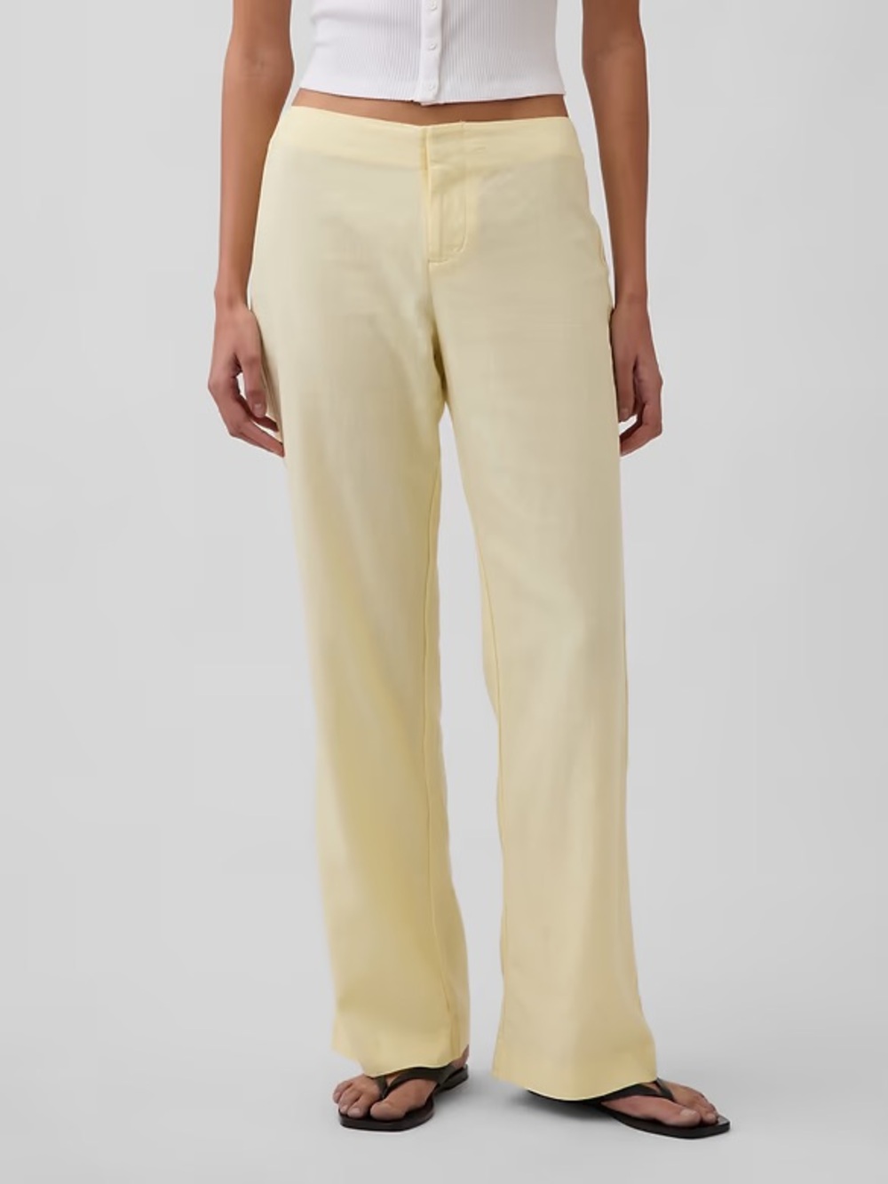 GAP Low Rise Linen-Blend Flare Pants